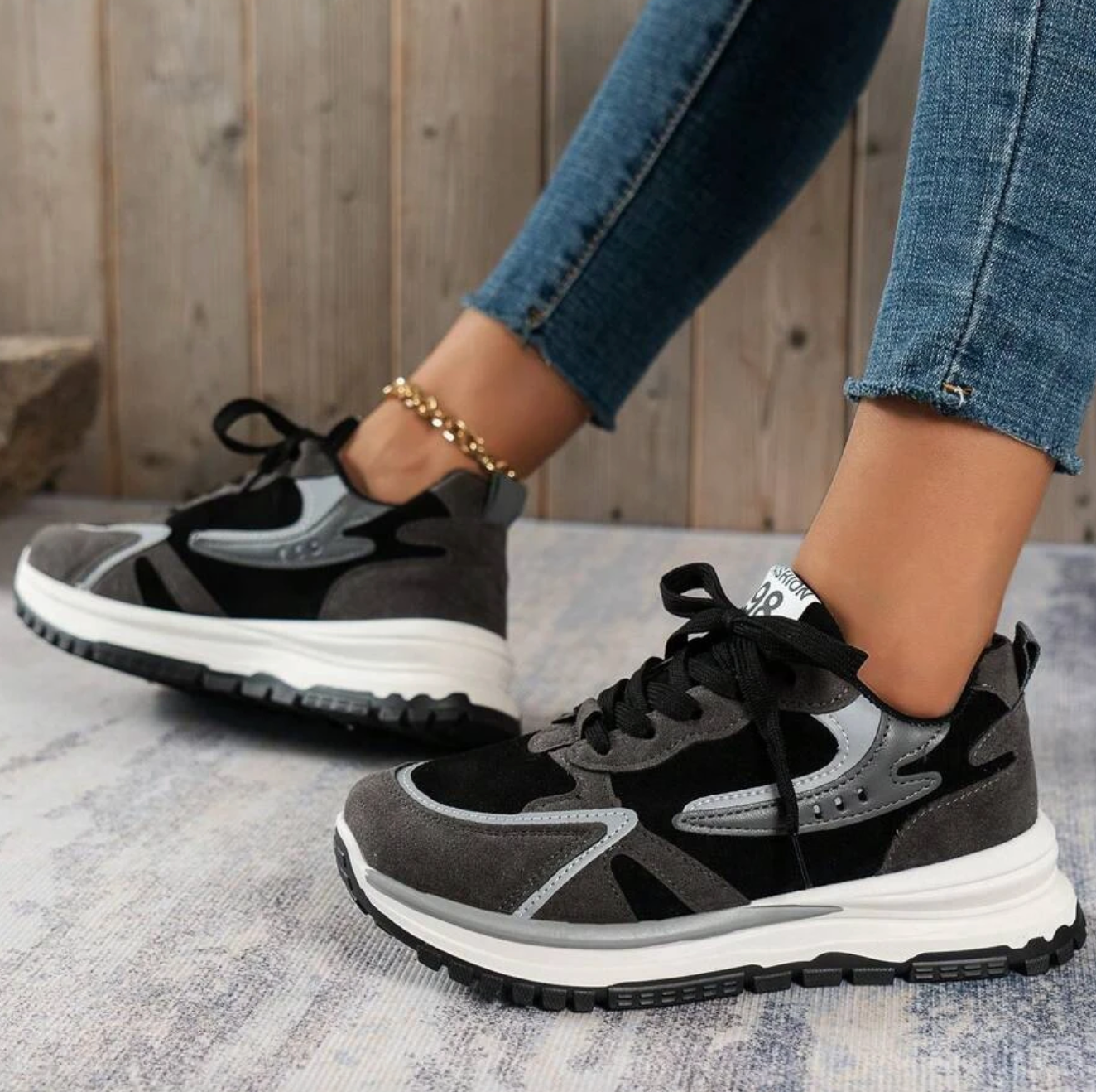 Kobiece Nowoczesne Lekkie Sneakersy Plateau z Wysokiej Jakości Materiałów