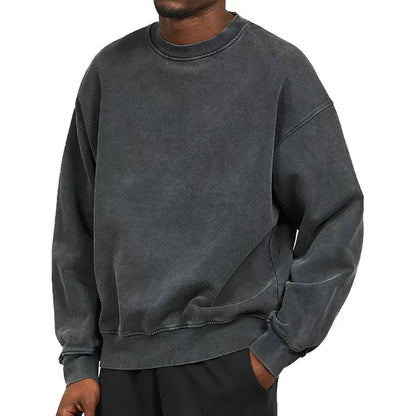 Vintage Styl Sweter z Okrągłym Kołnierzem, Luźny Męski | Idealny na Jesień/Zimę