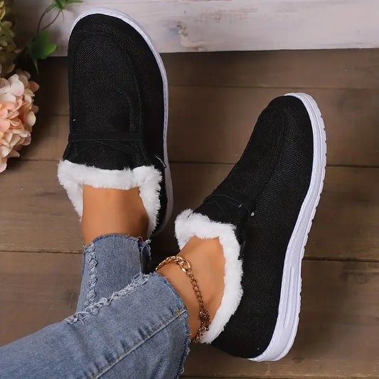 Kobiece Eleganckie Fleece Sneakersy z Miękką Wkładką