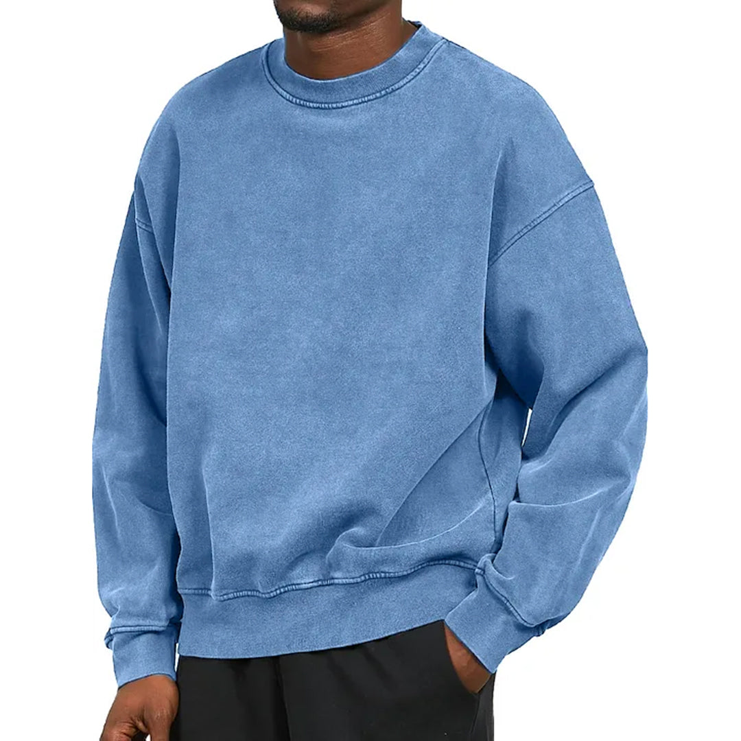Vintage Styl Sweter z Okrągłym Kołnierzem, Luźny Męski | Idealny na Jesień/Zimę