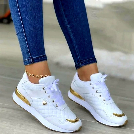Damskie Modne Syntetyczne Sneakersy z Wysoką Jakością i Komfotową Pasformą