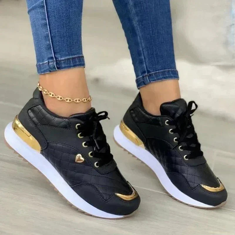 Damskie Modne Syntetyczne Sneakersy z Wysoką Jakością i Komfotową Pasformą