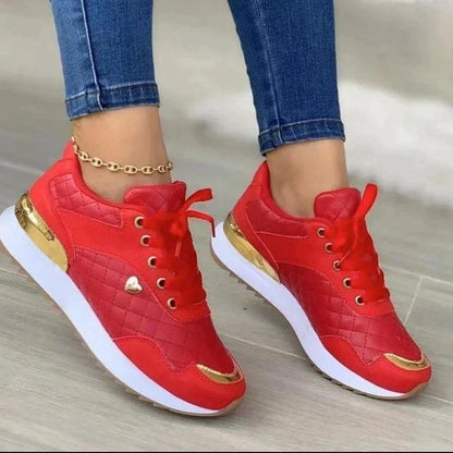 Damskie Modne Syntetyczne Sneakersy z Wysoką Jakością i Komfotową Pasformą