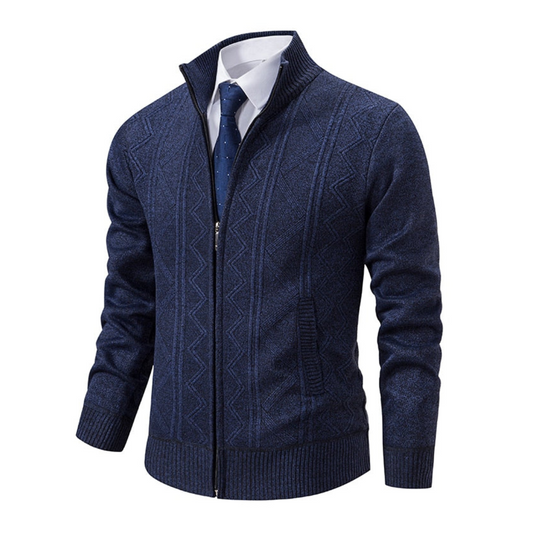 Elegancki Sweter z Zamkiem i Wzorem Męski | Idealny na Jesień/Zimę