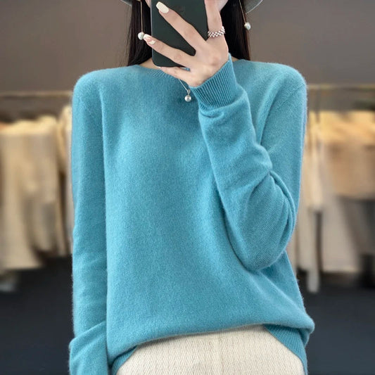 Damski Sweter z Okrągłym Dekoltem
