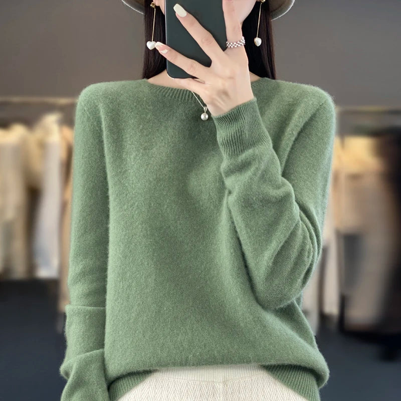 Damski Sweter z Okrągłym Dekoltem
