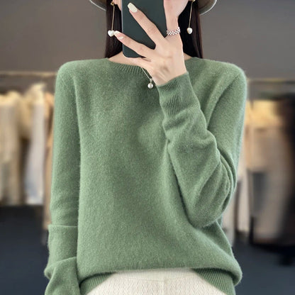 Damski Sweter z Okrągłym Dekoltem