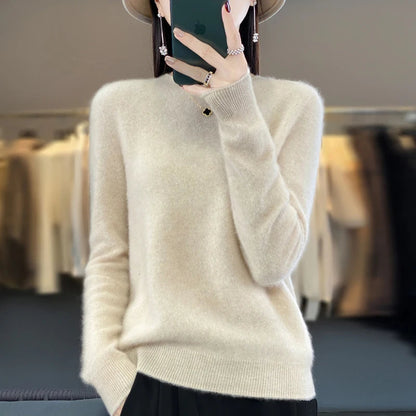 Damski Sweter z Okrągłym Dekoltem
