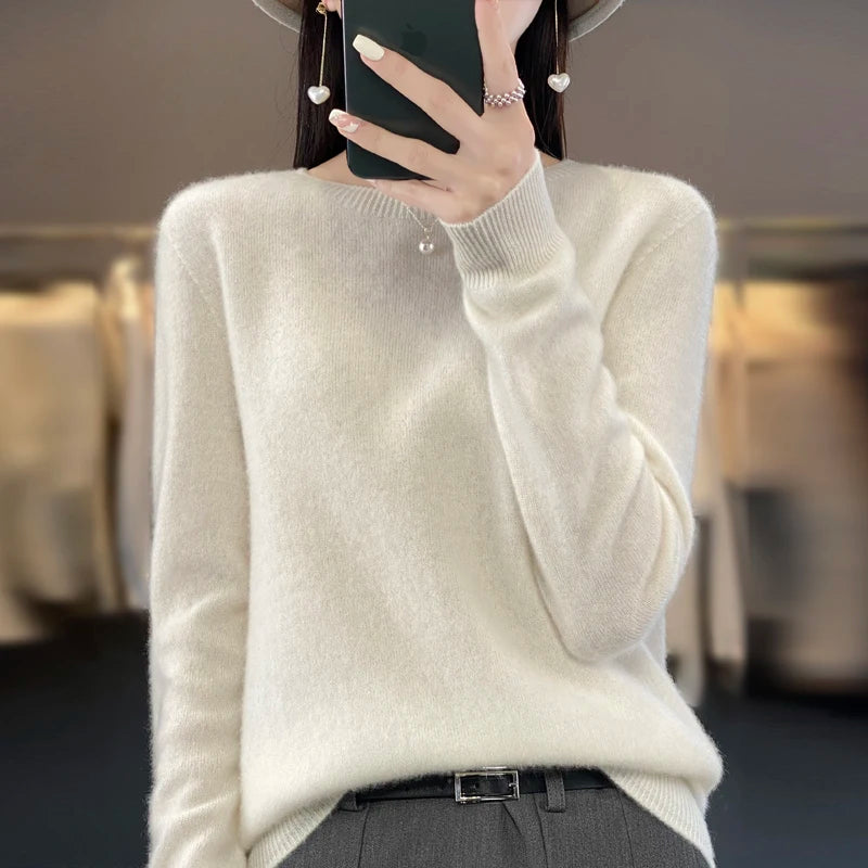 Damski Sweter z Okrągłym Dekoltem