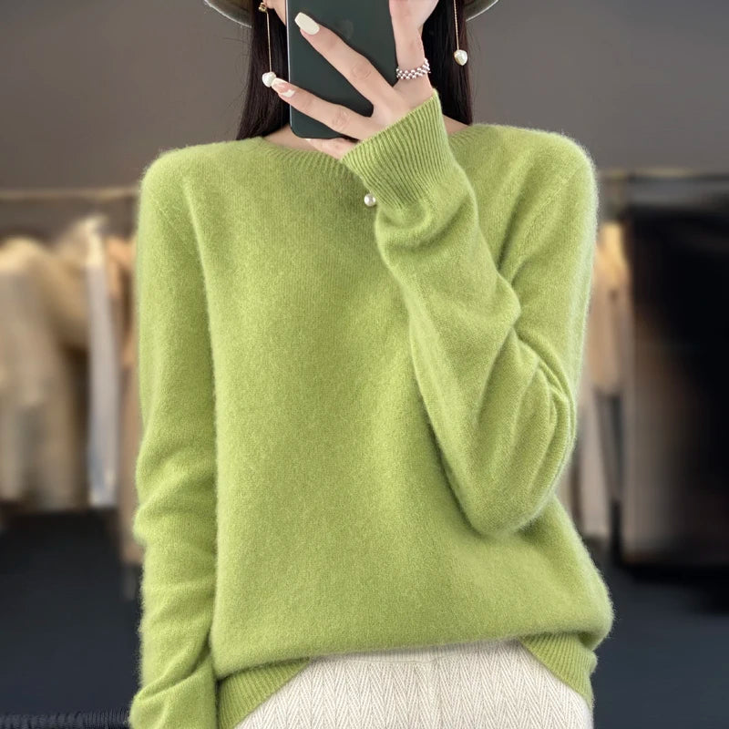 Damski Sweter z Okrągłym Dekoltem