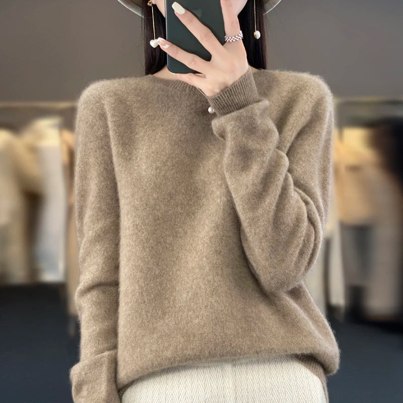 Damski Sweter z Okrągłym Dekoltem