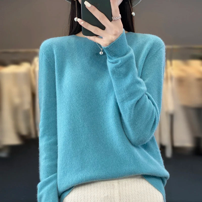 Damski Sweter z Okrągłym Dekoltem