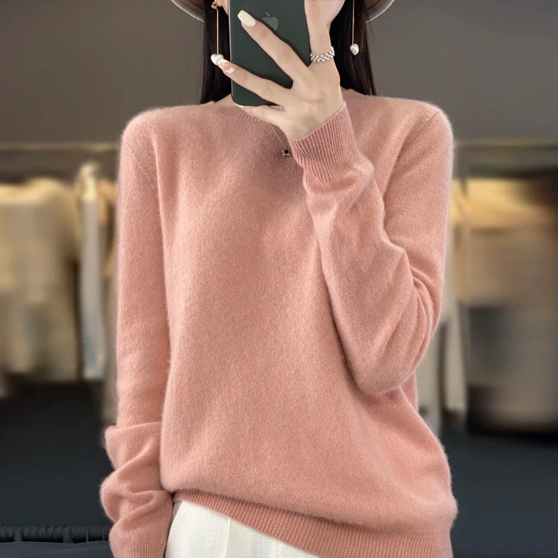 Damski Sweter z Okrągłym Dekoltem