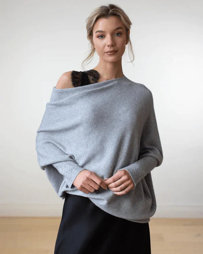 Damski zimowy sweter na jedno ramię