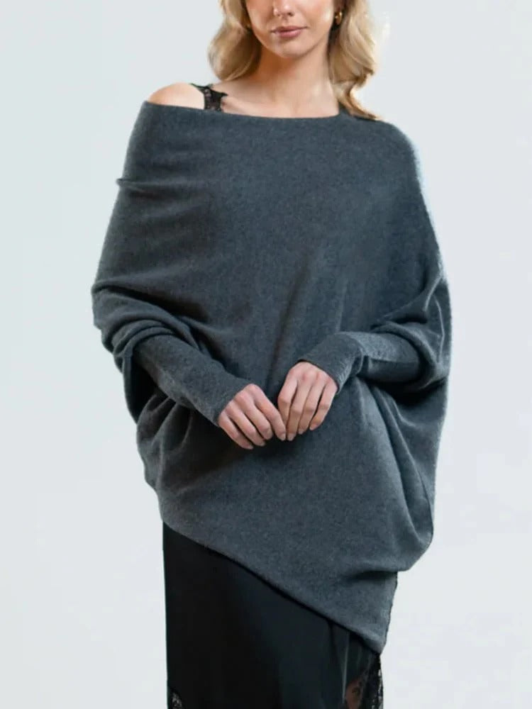 Damski zimowy sweter na jedno ramię