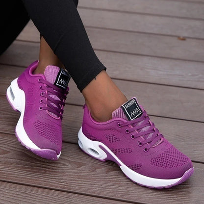Damskie Buty Sportowe z Siateczkową Cholewką