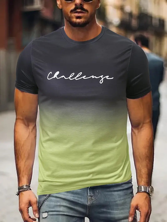 Męski Stylowy T Shirt Oversize z Bawełny z Gradientem Kolorów