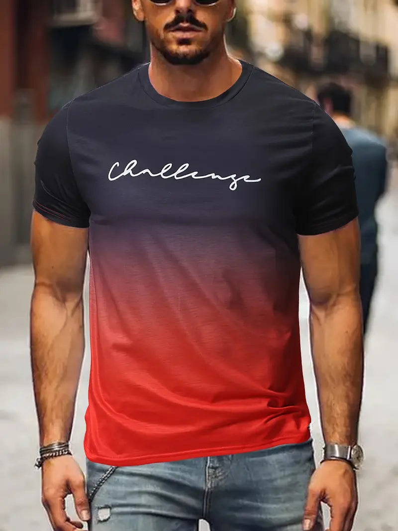 Variant image for Męski Stylowy T Shirt Oversize z Bawełny z Gradientem Kolorów-33
