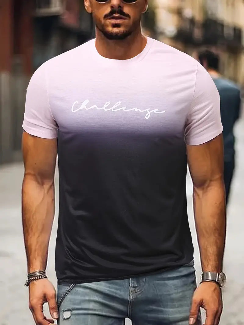 Variant image for Męski Stylowy T Shirt Oversize z Bawełny z Gradientem Kolorów-17