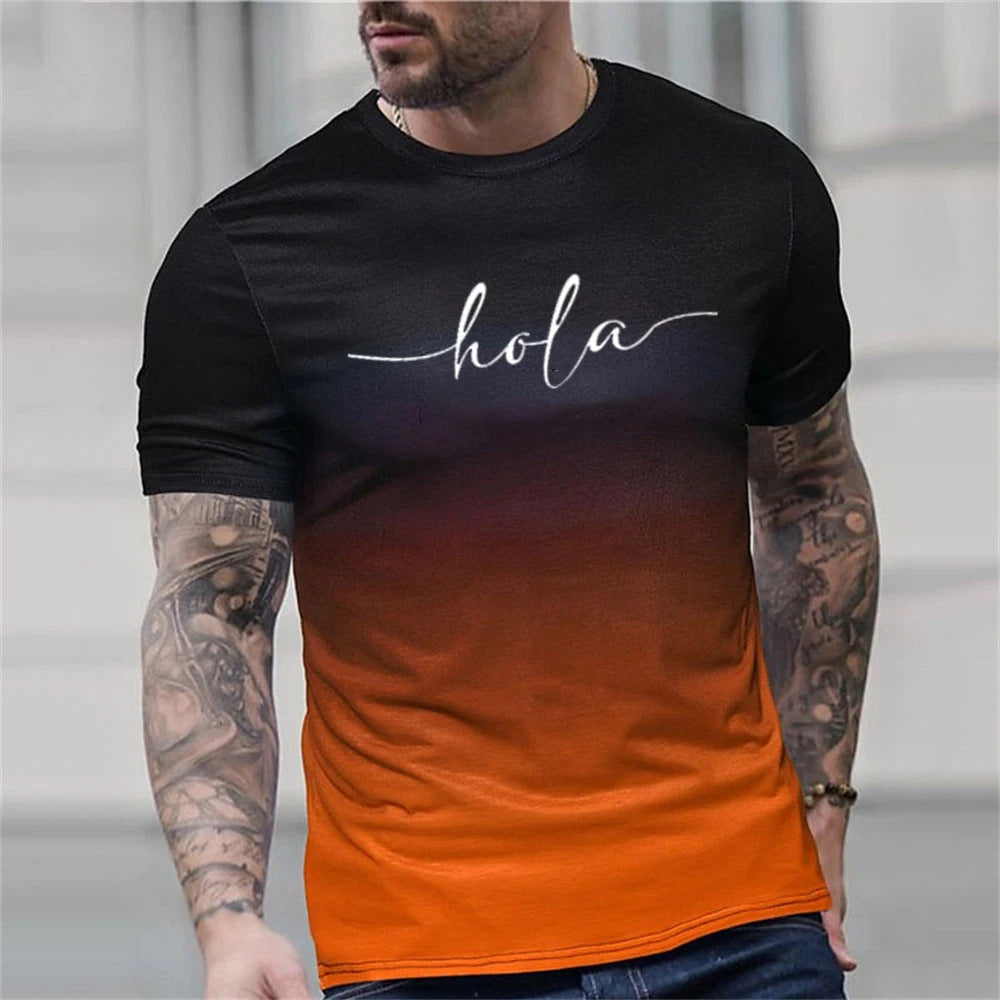 Variant image for Męski Stylowy T Shirt Oversize z Bawełny z Gradientem Kolorów-9