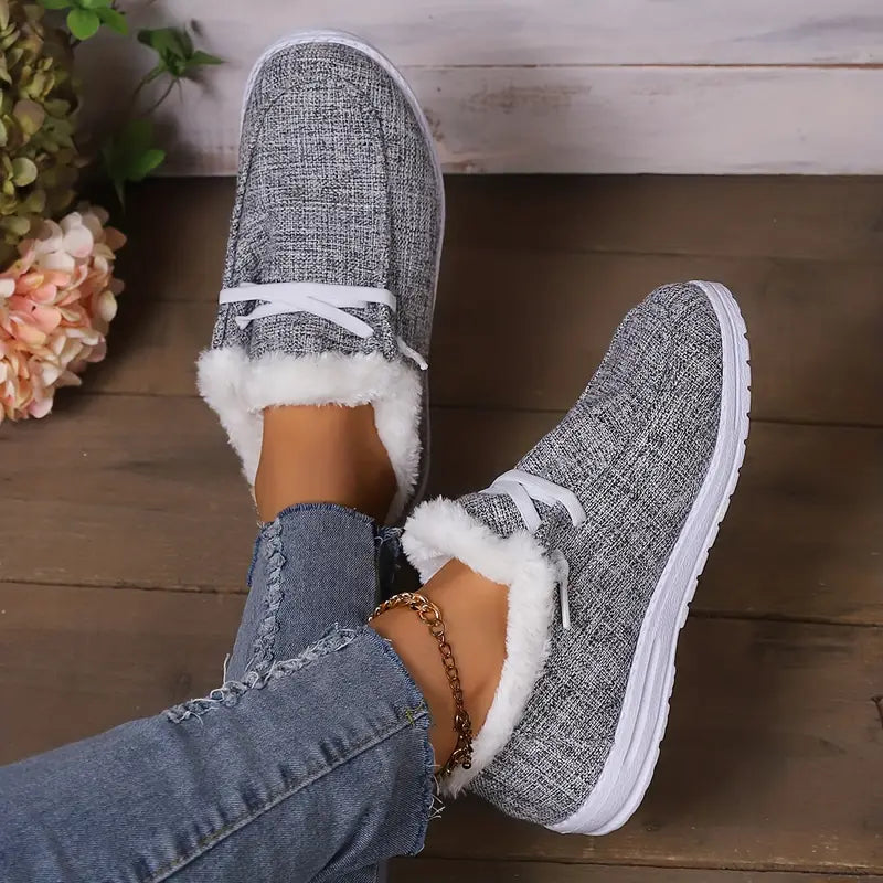Kobiece Eleganckie Fleece Sneakersy z Miękką Wkładką