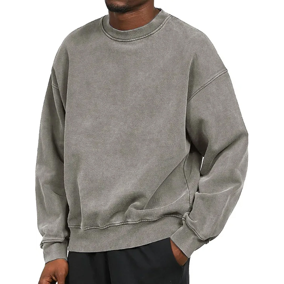 Vintage Styl Sweter z Okrągłym Kołnierzem, Luźny Męski | Idealny na Jesień/Zimę