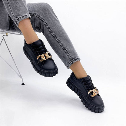Damskie Stylowe Oddychające Sneakersy z Złotymi Elementami