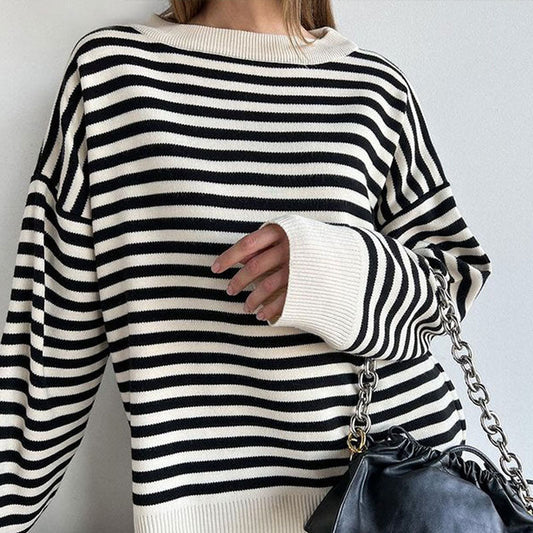 Damski Stylowy Miękki Sweter z Długim Rękawem z Uniwersalnym Designem