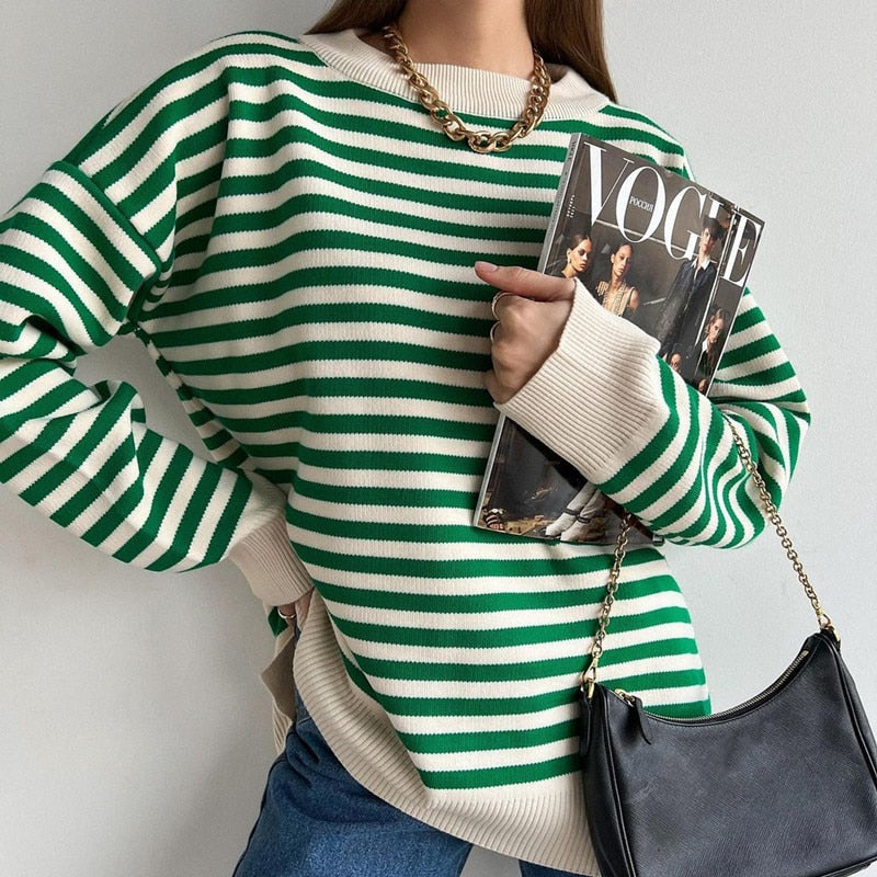 Damski Stylowy Miękki Sweter z Długim Rękawem z Uniwersalnym Designem
