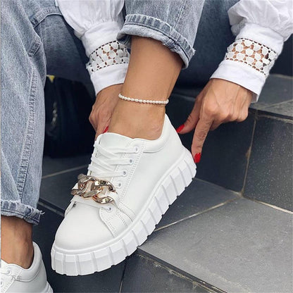 Damskie Stylowe Oddychające Sneakersy z Złotymi Elementami