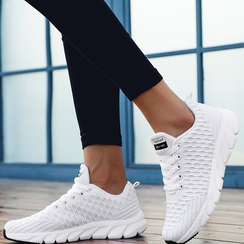 Damskie Wygodne Oddychające Sneakersy z Gumową Podeszwą z Elastyczną Konstrukcją