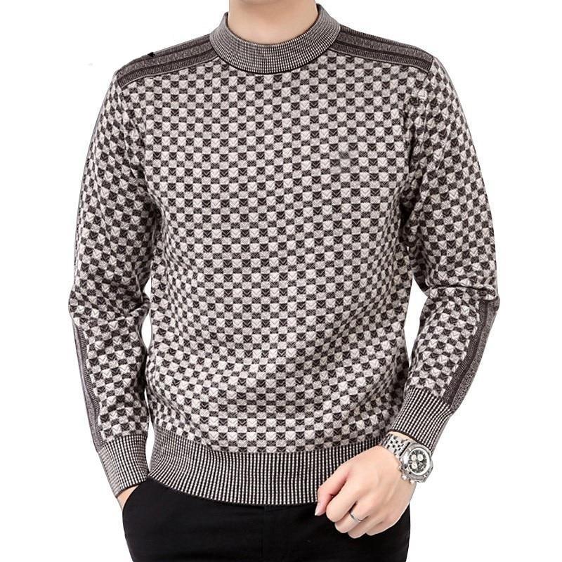 Elegancki Sweter Fleece w Kratę Męski | Idealny na Jesień/Zimę