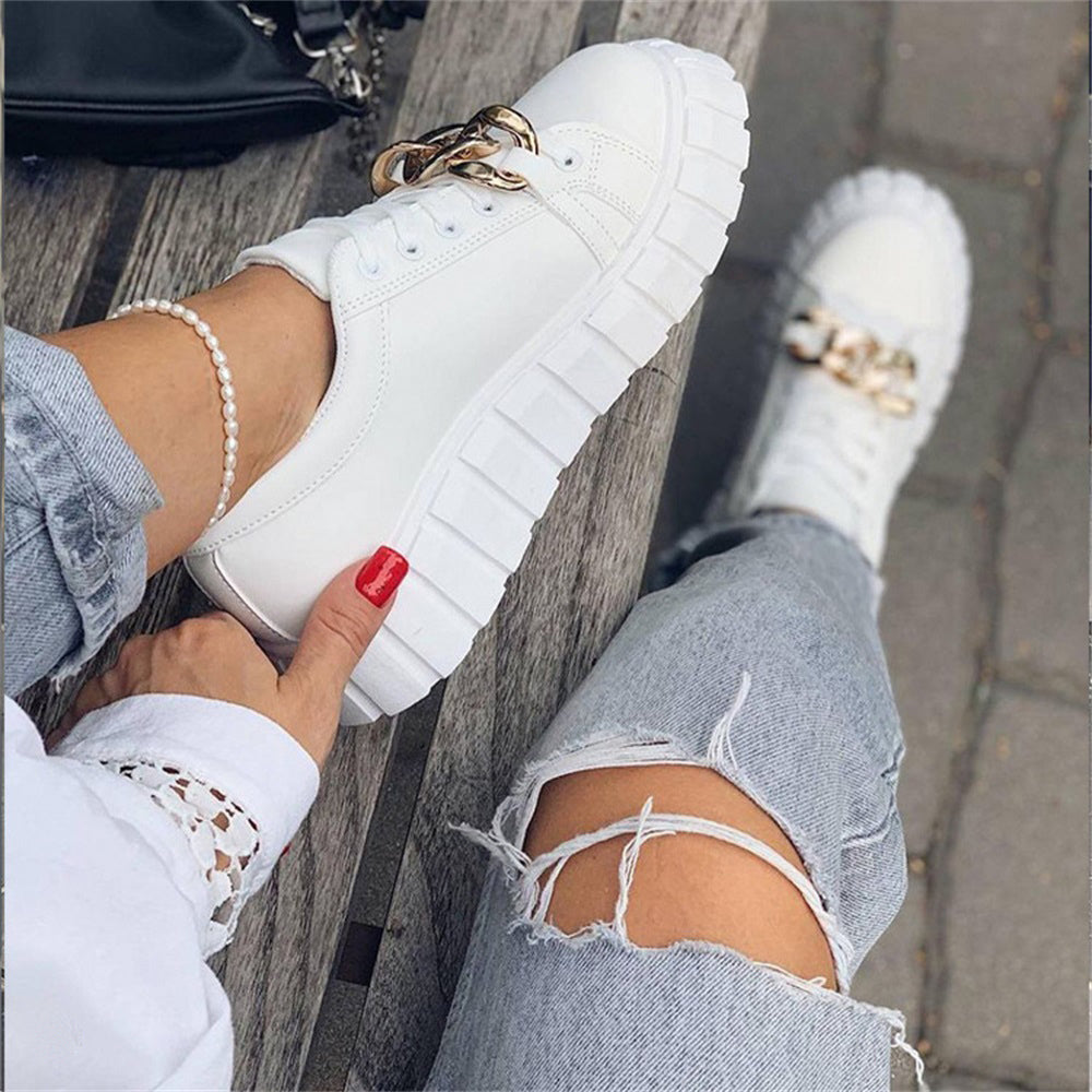 Damskie Stylowe Oddychające Sneakersy z Złotymi Elementami