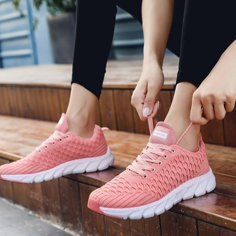 Damskie Wygodne Oddychające Sneakersy z Gumową Podeszwą z Elastyczną Konstrukcją