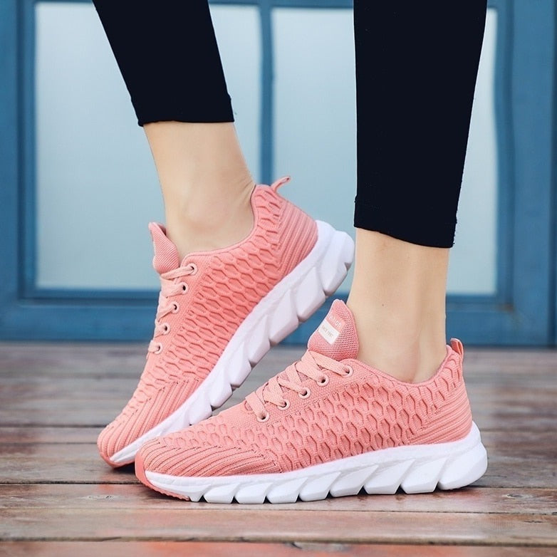 Damskie Wygodne Oddychające Sneakersy z Gumową Podeszwą z Elastyczną Konstrukcją