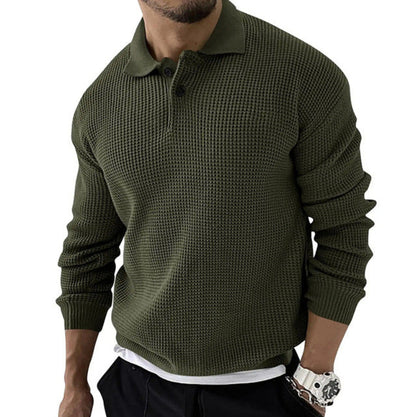 Variant image for Męski Stylowy Syntetyczny Sweter Polo z Długim Rękawem z Klasycznym Krojem-5