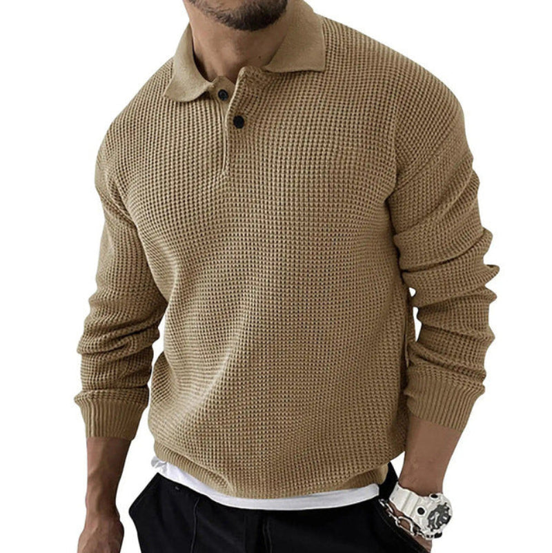 Variant image for Męski Stylowy Syntetyczny Sweter Polo z Długim Rękawem z Klasycznym Krojem-9