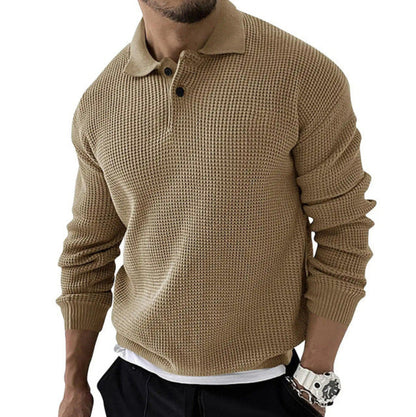 Variant image for Męski Stylowy Syntetyczny Sweter Polo z Długim Rękawem z Klasycznym Krojem-9