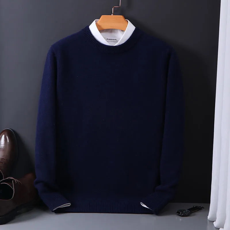 Męski Elegancki Kaszmirowy Sweter z Wysokiej Jakości z Uniwersalnym Krojem