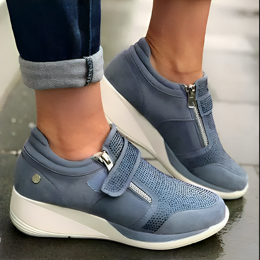 Kobiece Eleganckie Syntetyczne Sneakersy z Ergonomicznymi Podeszwami