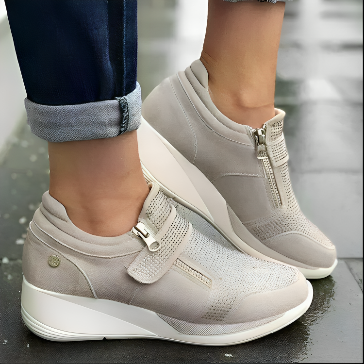 Kobiece Eleganckie Syntetyczne Sneakersy z Ergonomicznymi Podeszwami