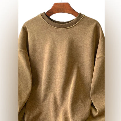 Vintage Styl Sweter z Okrągłym Kołnierzem, Luźny Męski | Idealny na Jesień/Zimę