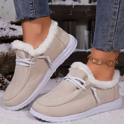 Kobiece Eleganckie Fleece Sneakersy z Miękką Wkładką