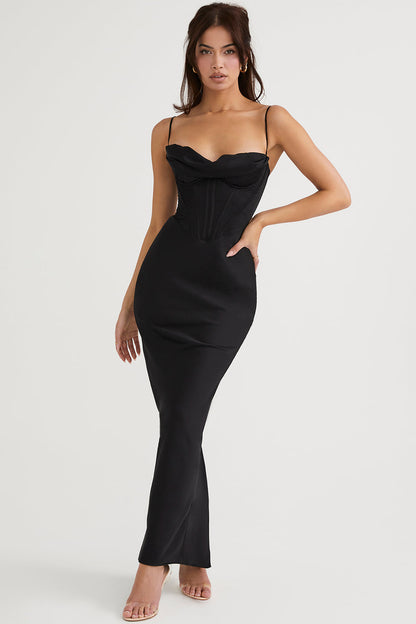 Sukienka Maxi Bodycon z Cienkimi Ramiączkami
