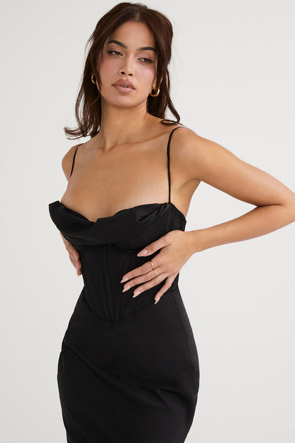 Sukienka Maxi Bodycon z Cienkimi Ramiączkami