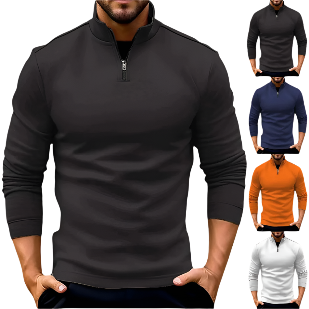 Casualowy Sweter z Kołnierzem Stojącym i Jednolitym Kolorem Męski | Idealny na Jesień/Zimę