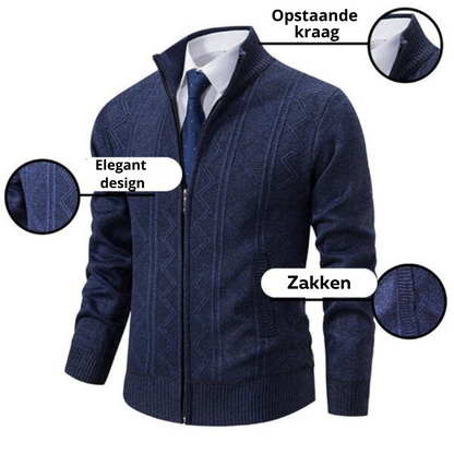 Elegancki Sweter z Zamkiem i Wzorem Męski | Idealny na Jesień/Zimę