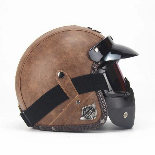 Męski Retro Kask Motocyklowy z Odczepianą Wnętrznością do Jazdy na Skuterze