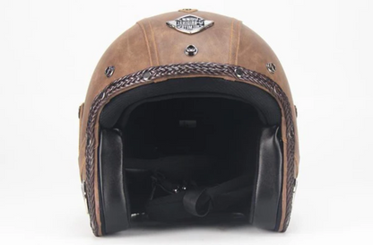 Męski Retro Kask Motocyklowy z Odczepianą Wnętrznością do Jazdy na Skuterze