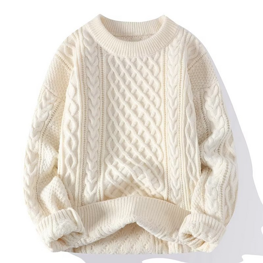 Męski Sweter o Luźnym Kroju ze Skręconą Fakturą